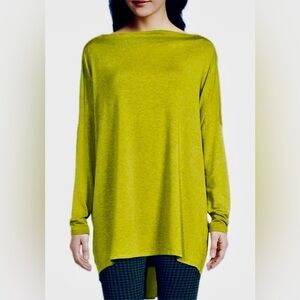 Bryn Walker Dimitri Dolman Sleeve Tunic Top in Jonquil MEDIUM Hi Low Lagenlook